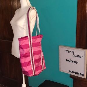 Super cute pink striped shoulder tote